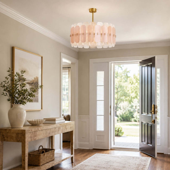 Roselle Chandelier - Glam Pink Glass Chandelier for Living Room