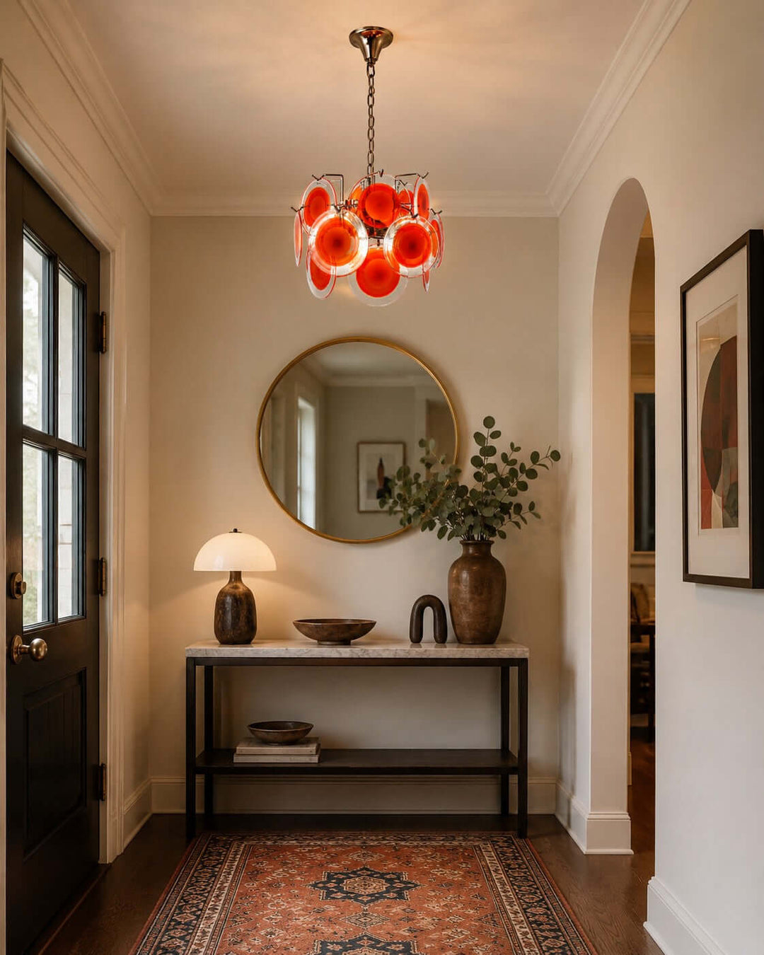 Rosvian Chandelier | Vintage Glass Light for Entryway and Foyer