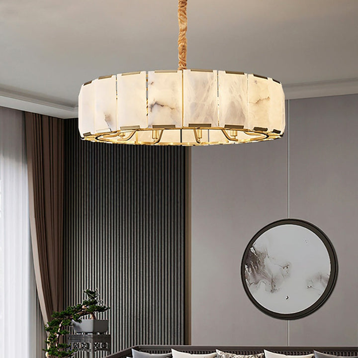Round Alabaster Chandelier – Elegant Natural Alabaster & Brass Design | Vinlighting | Vinlighting