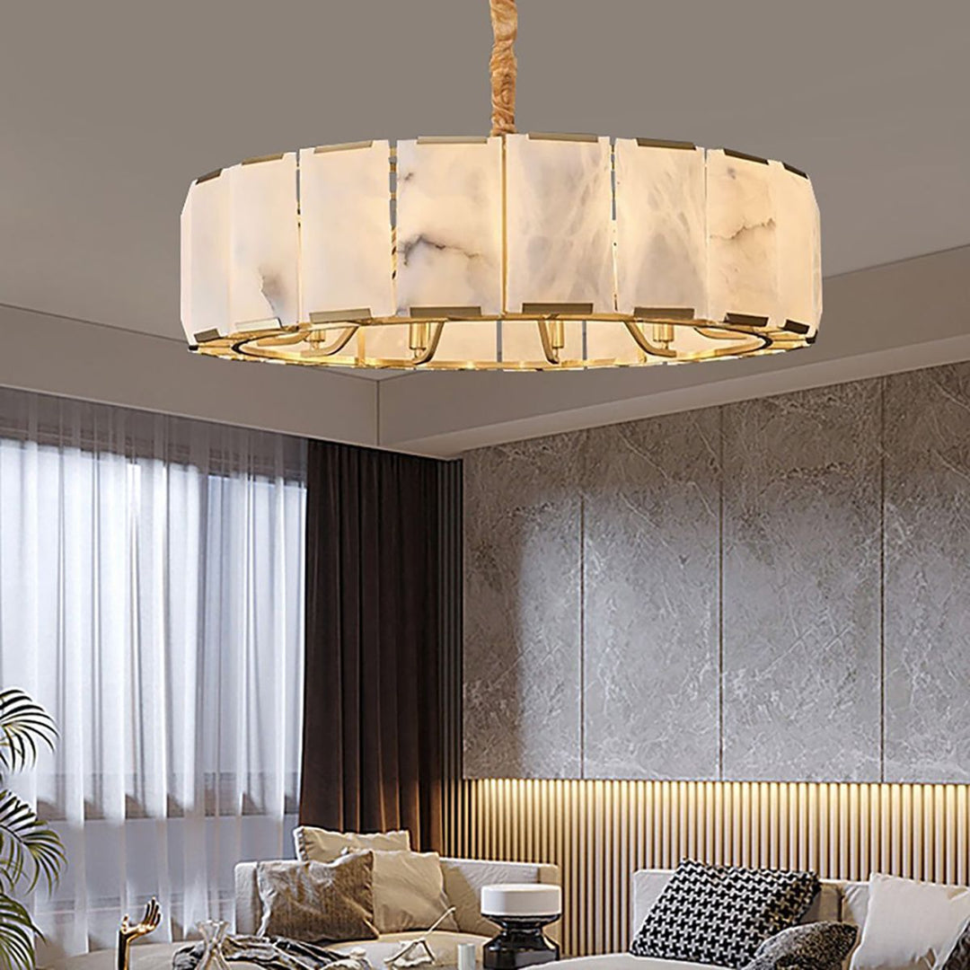 Round Alabaster Chandelier – Elegant Natural Alabaster & Brass Design | Vinlighting | Vinlighting