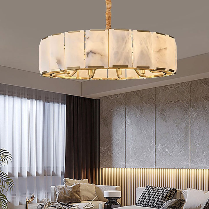 Round Alabaster Chandelier – Elegant Natural Alabaster & Brass Design | Vinlighting | Vinlighting