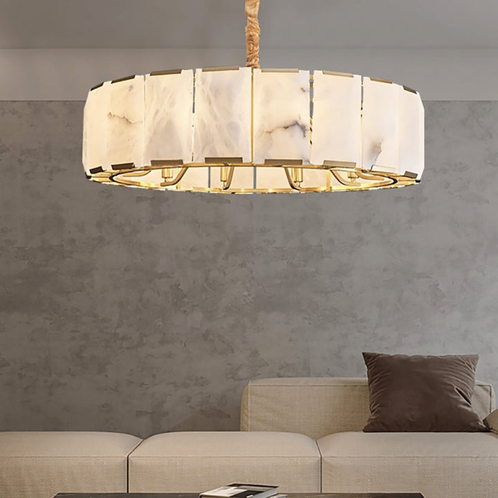 Round Alabaster Chandelier – Elegant Natural Alabaster & Brass Design | Vinlighting | Vinlighting