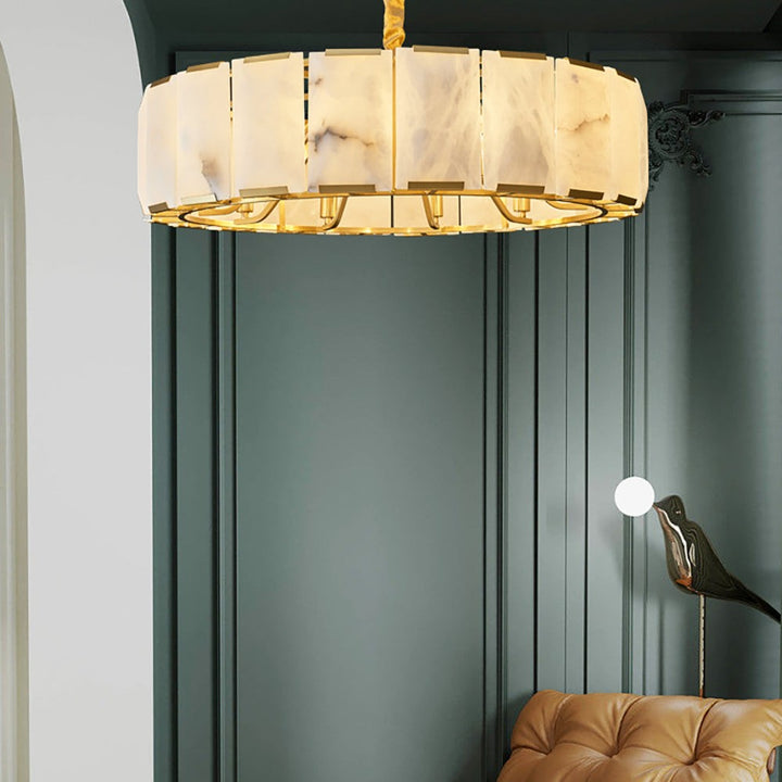Round Alabaster Chandelier – Elegant Natural Alabaster & Brass Design | Vinlighting | Vinlighting