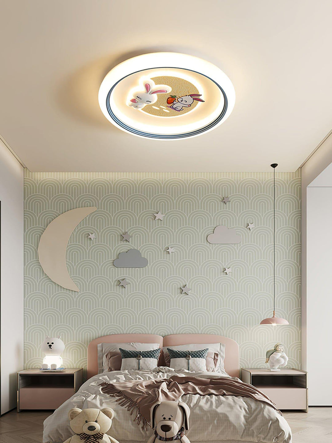 Round Bunny Ceiling Lamp – Whimsical & Charming Light Fixture | Vinlighting | Vinlighting