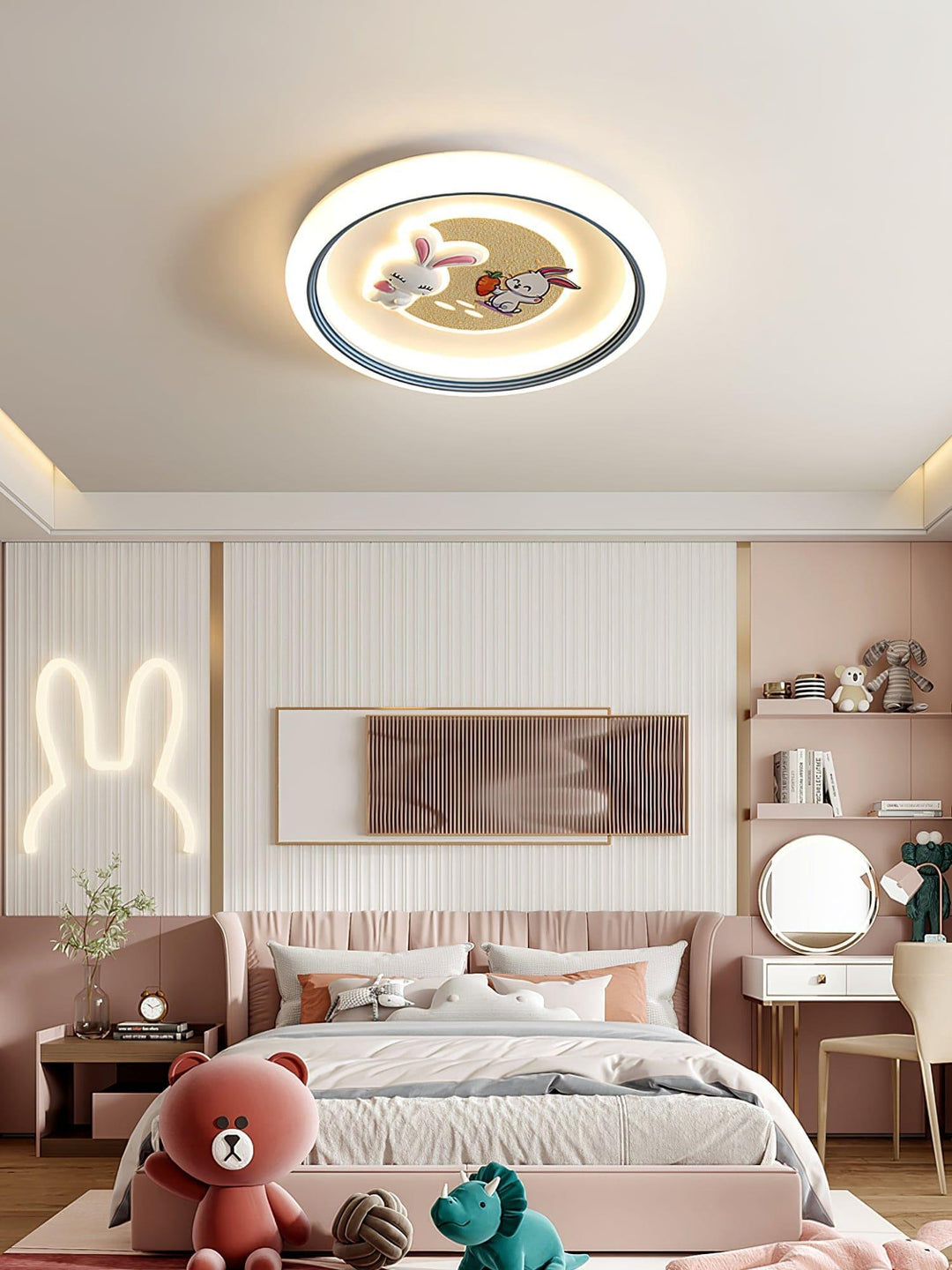 Round Bunny Ceiling Lamp – Whimsical & Charming Light Fixture | Vinlighting | Vinlighting