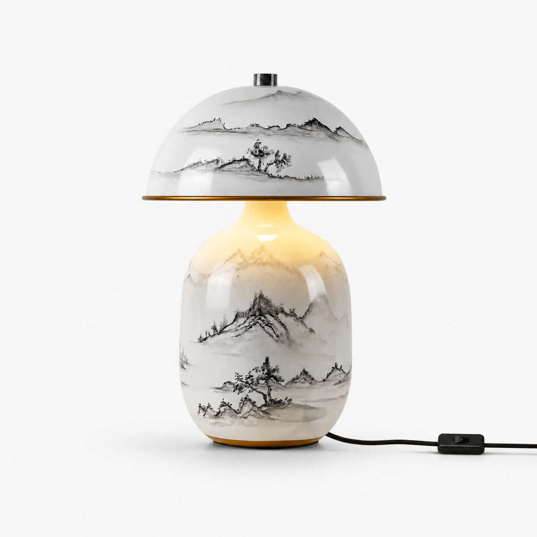 Ruvina Table Lamp | Wabi-Sabi Ceramic Ink Landscape Lighting