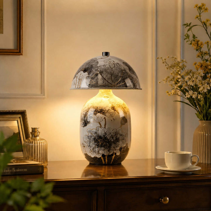 Ruvina Table Lamp | Wabi-Sabi Ceramic Ink Landscape Lighting