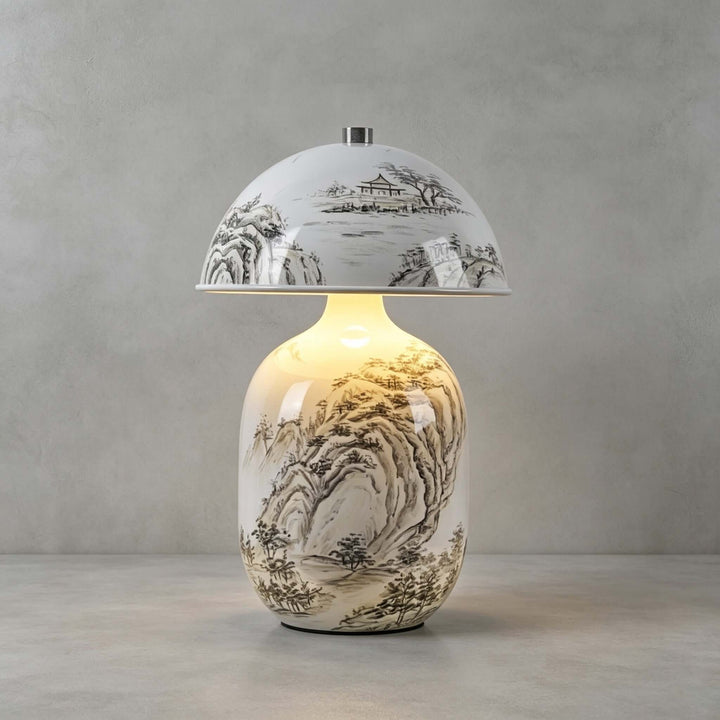 Ruvina Table Lamp | Wabi-Sabi Ceramic Ink Landscape Lighting