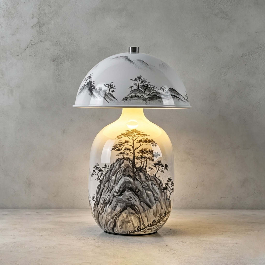 Ruvina Table Lamp | Wabi-Sabi Ceramic Ink Landscape Lighting