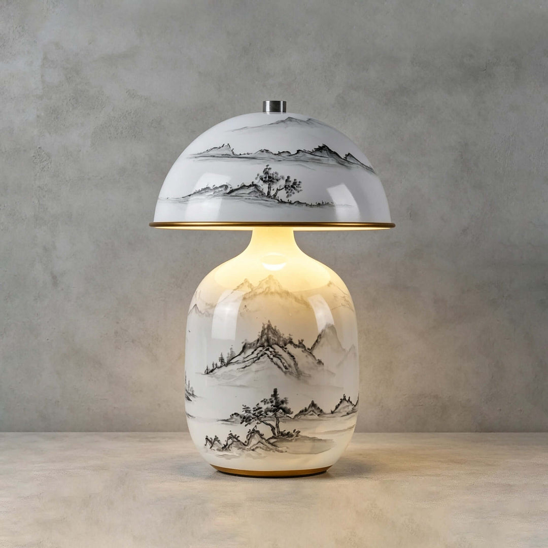 Ruvina Table Lamp | Wabi-Sabi Ceramic Ink Landscape Lighting