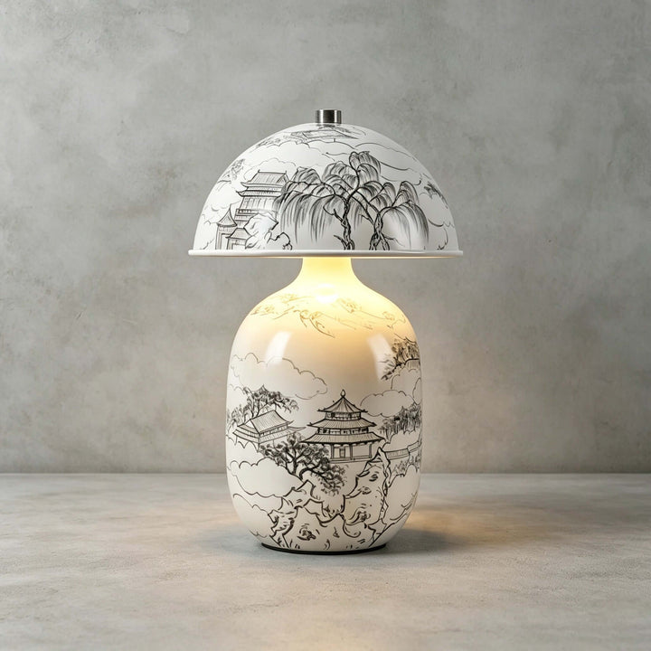 Ruvina Table Lamp | Wabi-Sabi Ceramic Ink Landscape Lighting