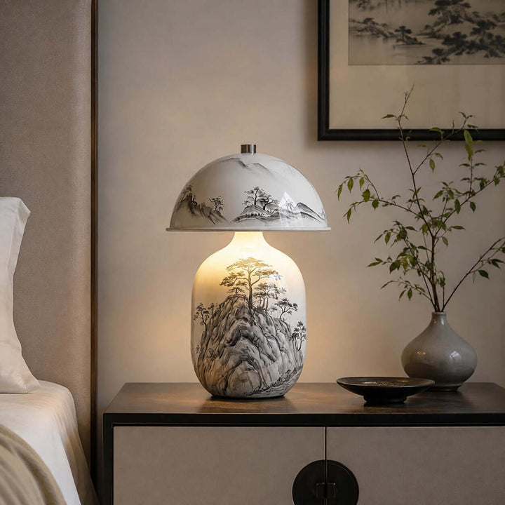 Ruvina Table Lamp | Wabi-Sabi Ceramic Ink Landscape Lighting