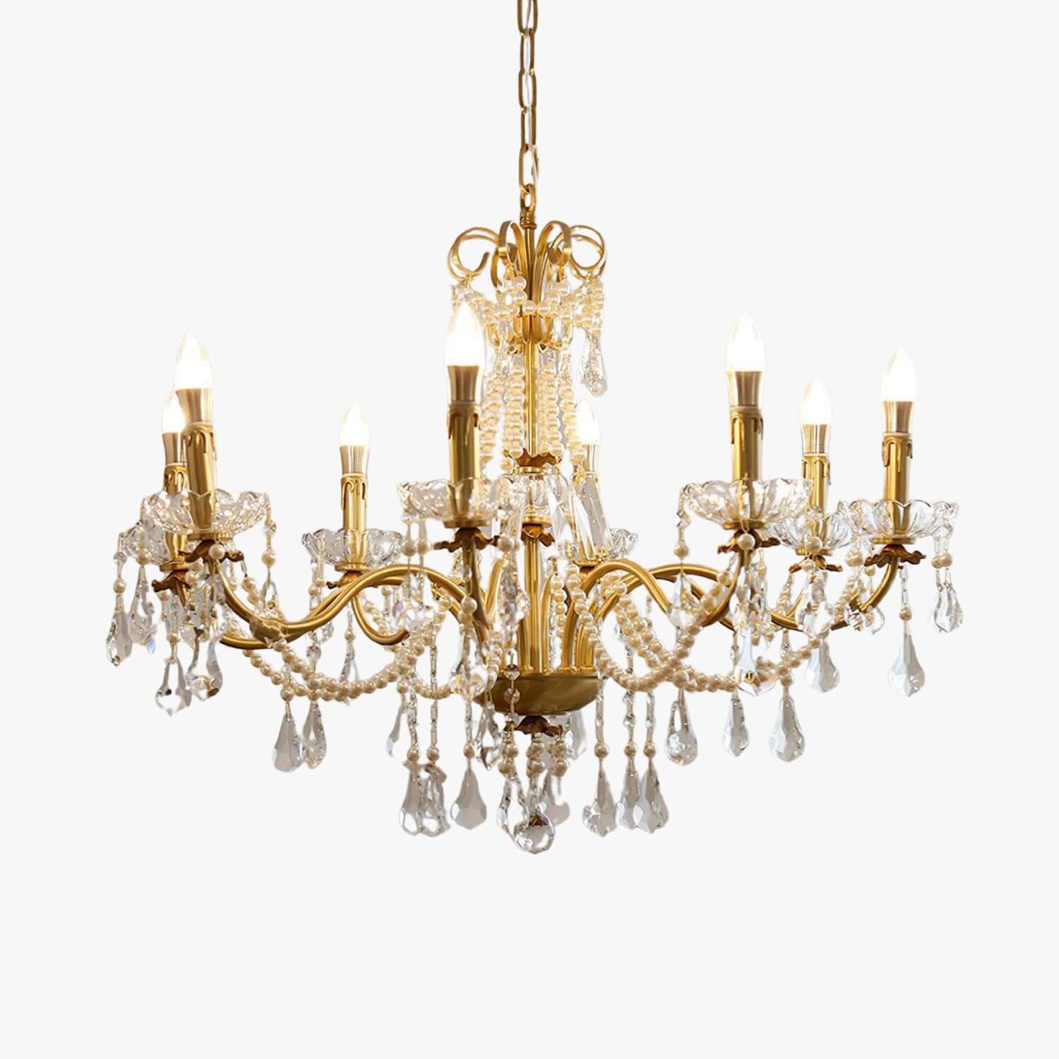 Safavie Chandelier – Crystal Brass Light for Living Room Decor