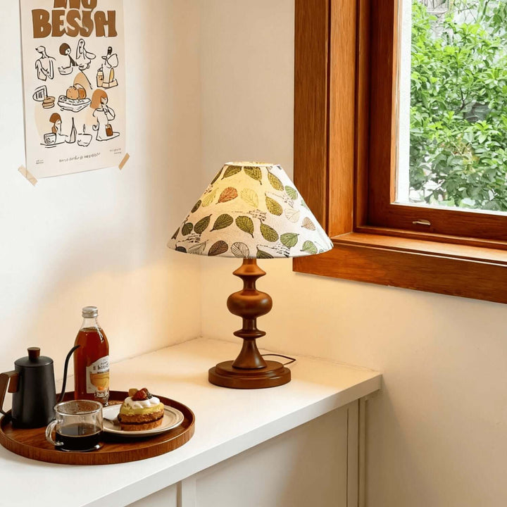 Salin Table Lamp – Nordic Retro Printed Fabric Bedside Lamp