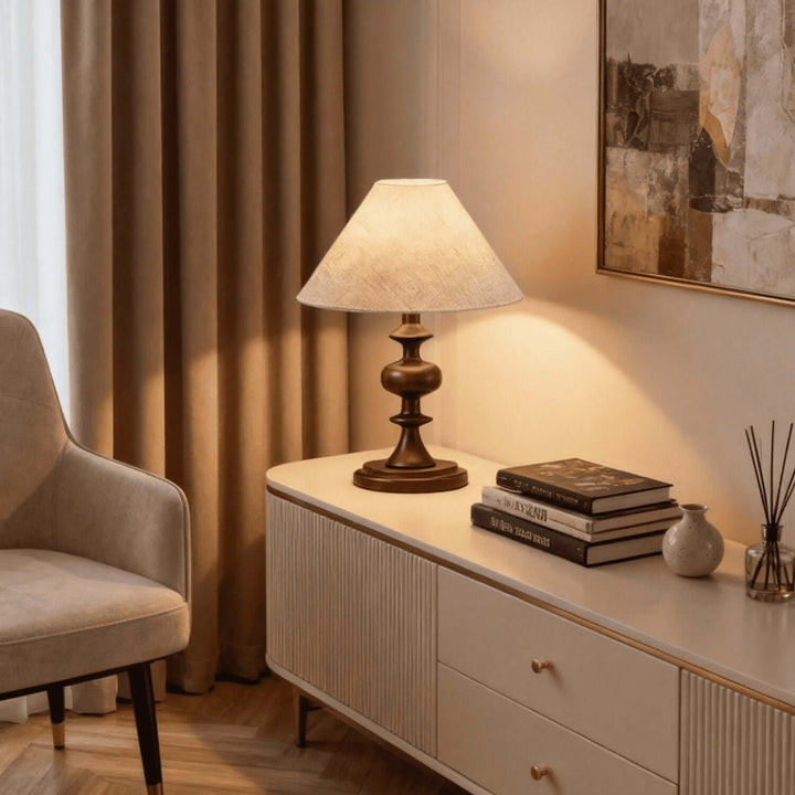 Salin Table Lamp – Nordic Retro Printed Fabric Bedside Lamp