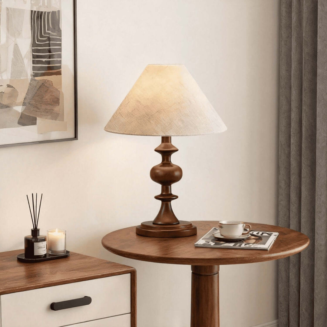 Salin Table Lamp – Nordic Retro Printed Fabric Bedside Lamp