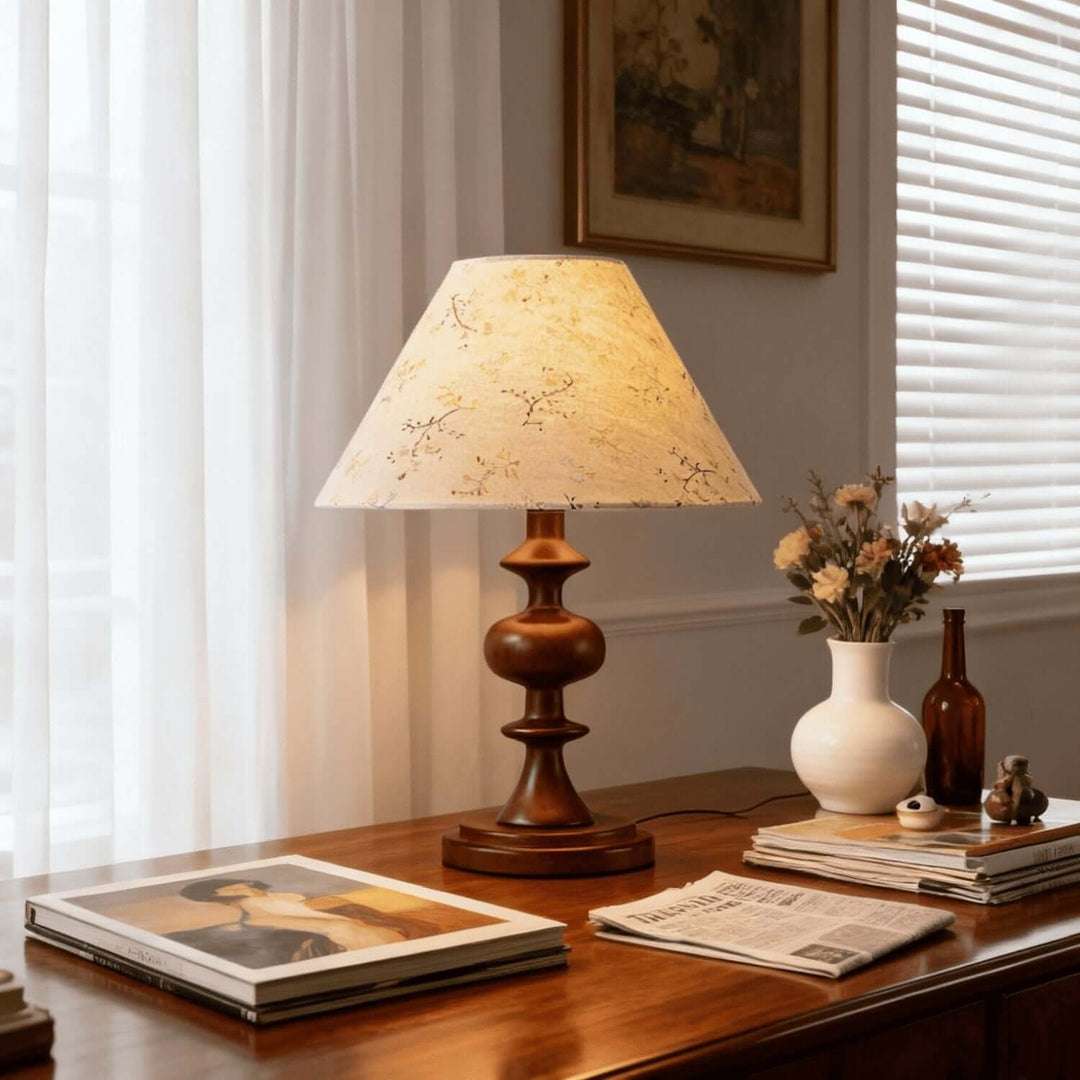 Salin Table Lamp – Nordic Retro Printed Fabric Bedside Lamp