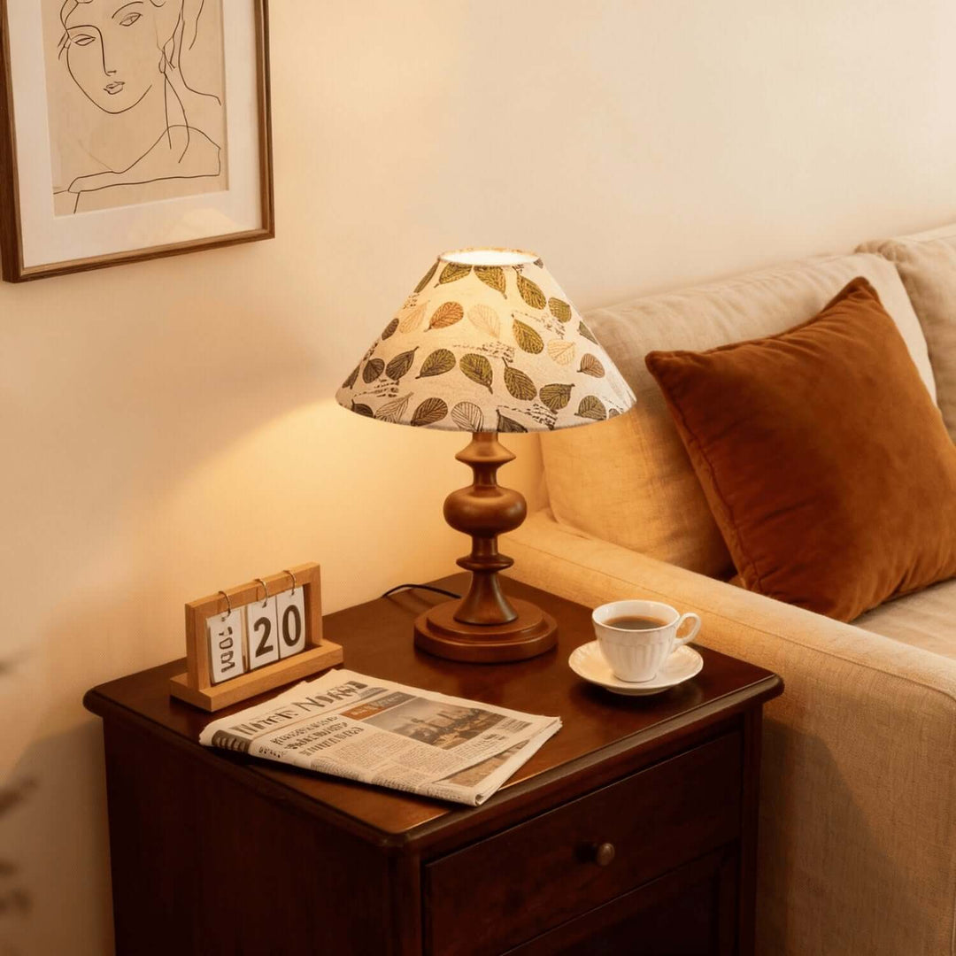 Salin Table Lamp – Nordic Retro Printed Fabric Bedside Lamp
