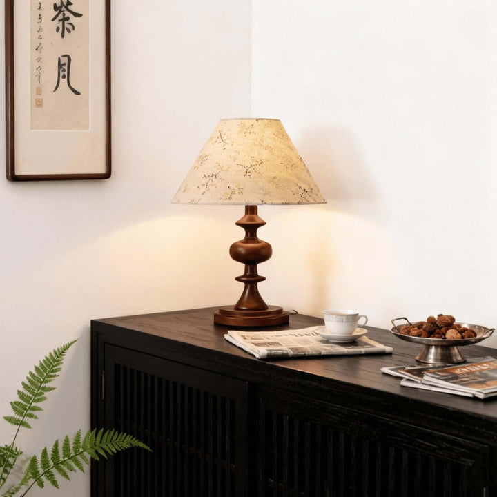 Salin Table Lamp – Nordic Retro Printed Fabric Bedside Lamp