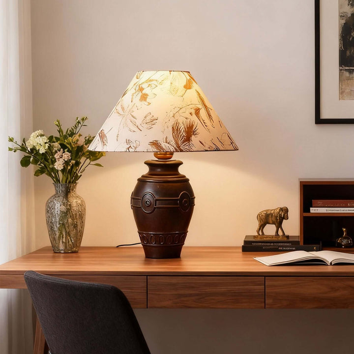 Sarivo Table Lamp – Vintage Wabi-sabi Wood & Fabric Lamp