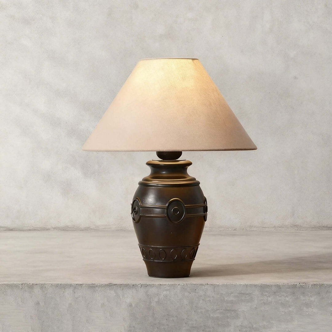 Sarivo Table Lamp – Vintage Wabi-sabi Wood & Fabric Lamp