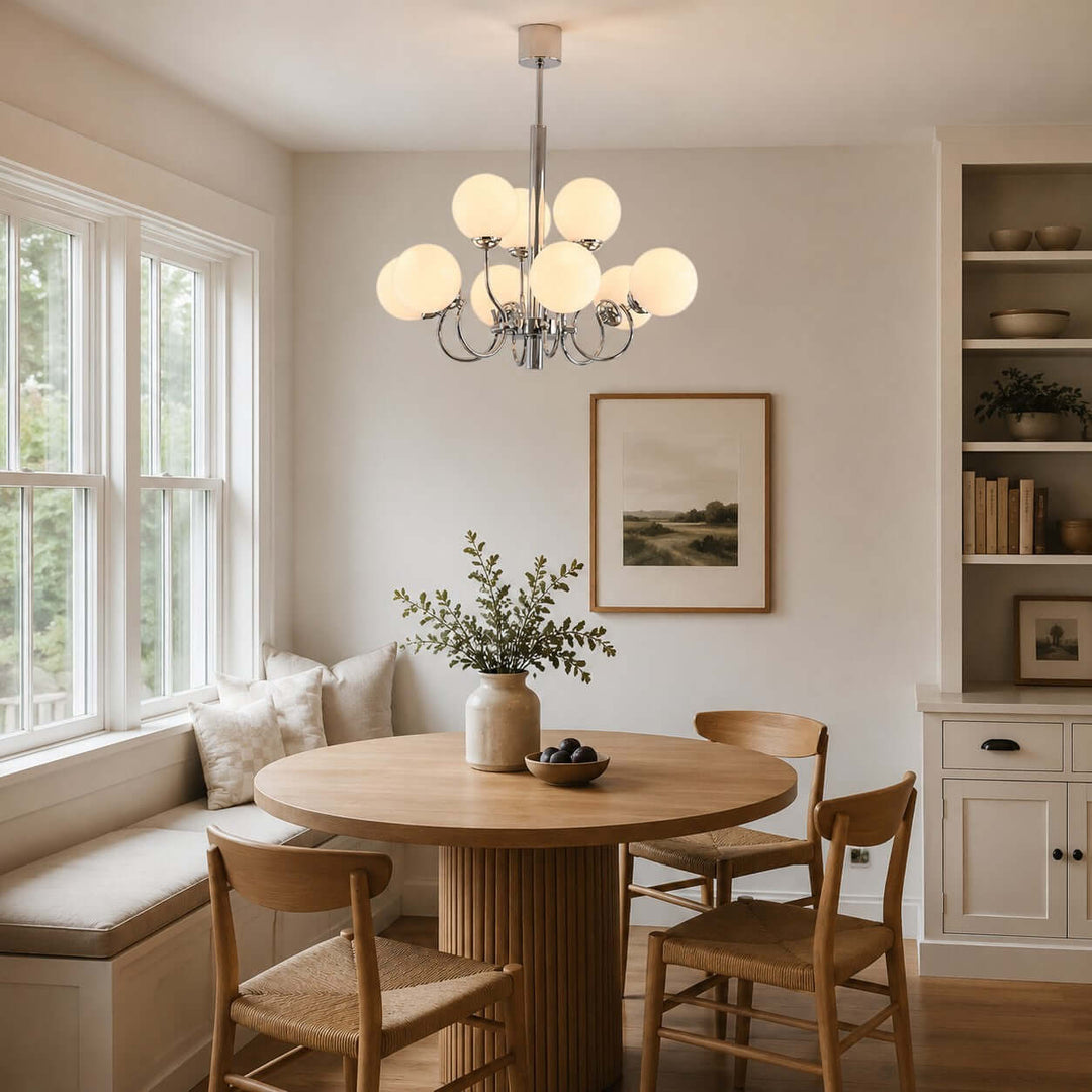 Savelle Chandelier - White Globe Glass for Living Room Decor | Vinlighting