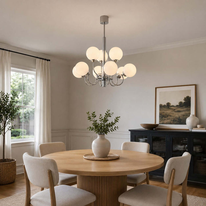 Savelle Chandelier - White Globe Glass for Living Room Decor | Vinlighting
