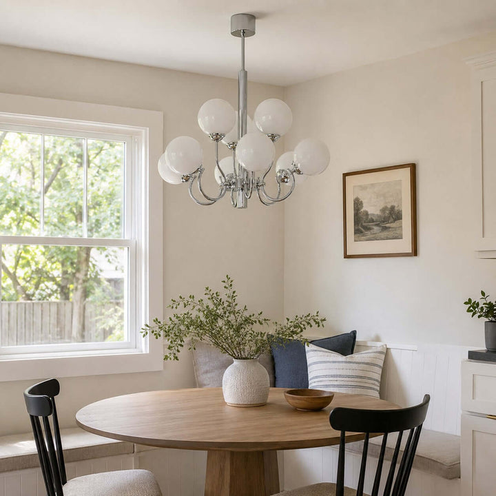 Savelle Chandelier - White Globe Glass for Living Room Decor | Vinlighting