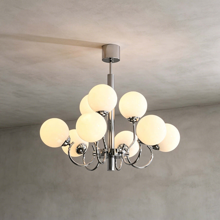 Savelle Chandelier - White Globe Glass for Living Room Decor | Vinlighting