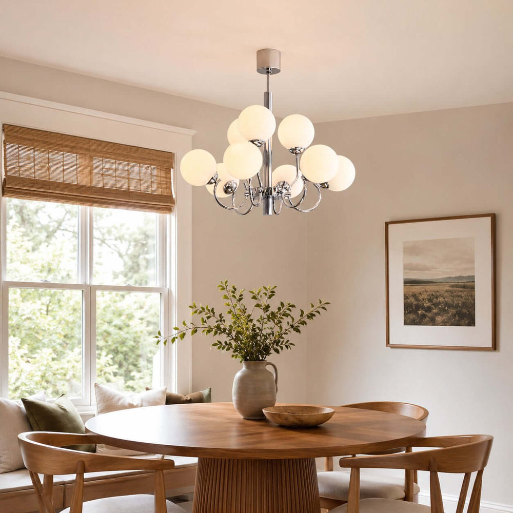 Savelle Chandelier - White Globe Glass for Living Room Decor | Vinlighting