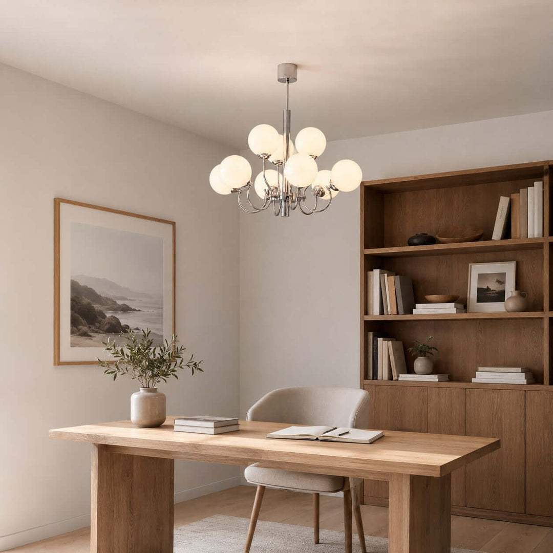 Savelle Chandelier - White Globe Glass for Living Room Decor | Vinlighting