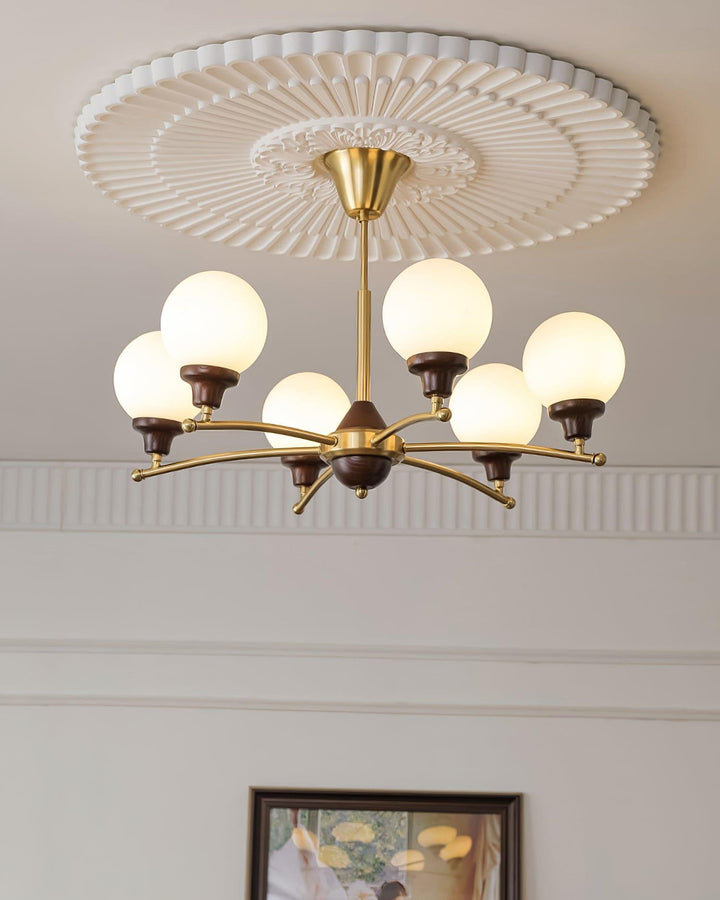 Sciolari Chandelier | Vintage Walnut & Glass Branch Lighting | Vinlighting | Vinlighting