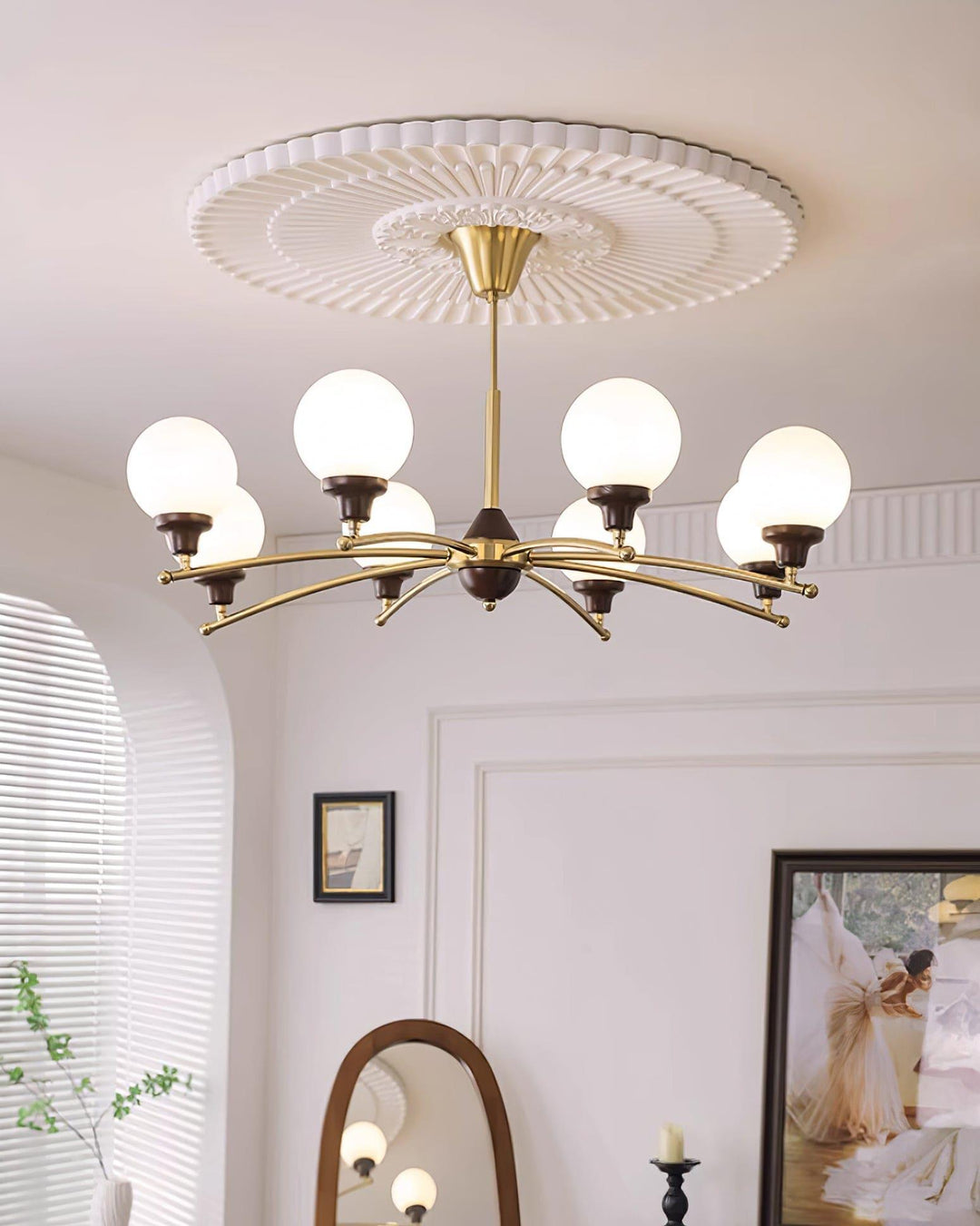 Sciolari Chandelier | Vintage Walnut & Glass Branch Lighting | Vinlighting | Vinlighting