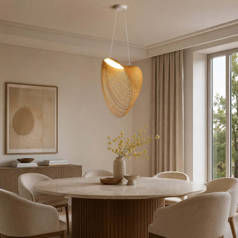 Sculptural Wood Pendant Light for Dining and Living Rooms | Vinlighting