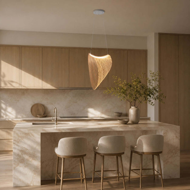 Sculptural Wood Pendant Light for Dining and Living Rooms | Vinlighting