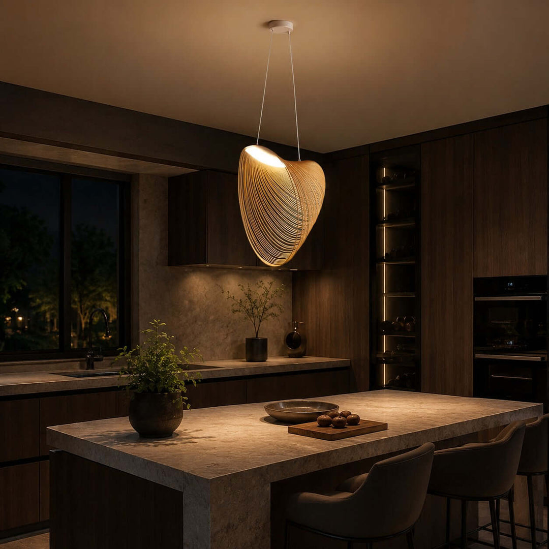 Sculptural Wood Pendant Light for Dining and Living Rooms | Vinlighting