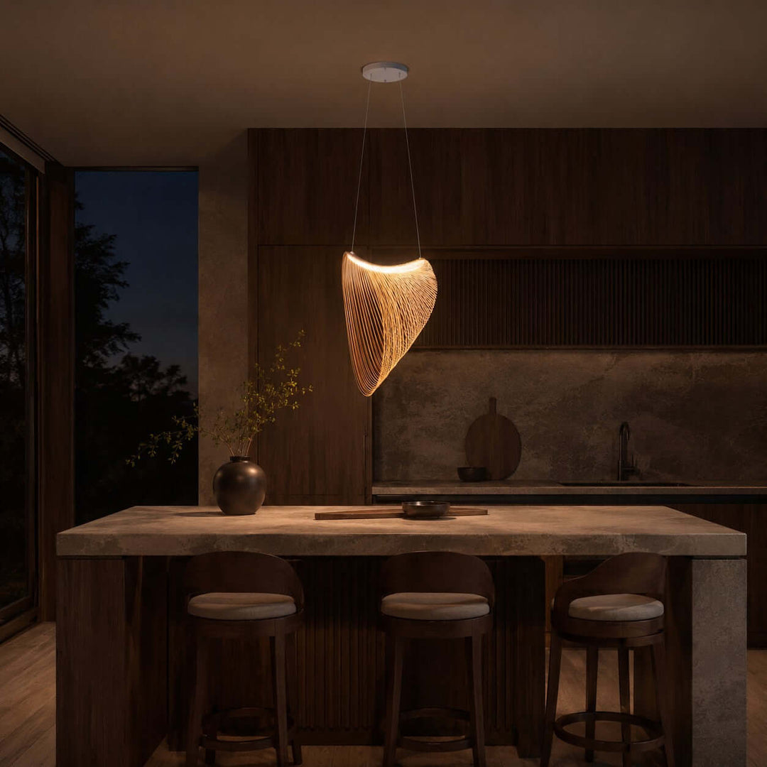 Sculptural Wood Pendant Light for Dining and Living Rooms | Vinlighting