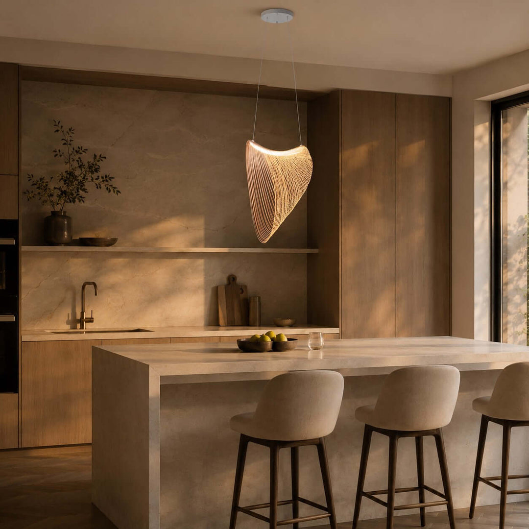 Sculptural Wood Pendant Light for Dining and Living Rooms | Vinlighting