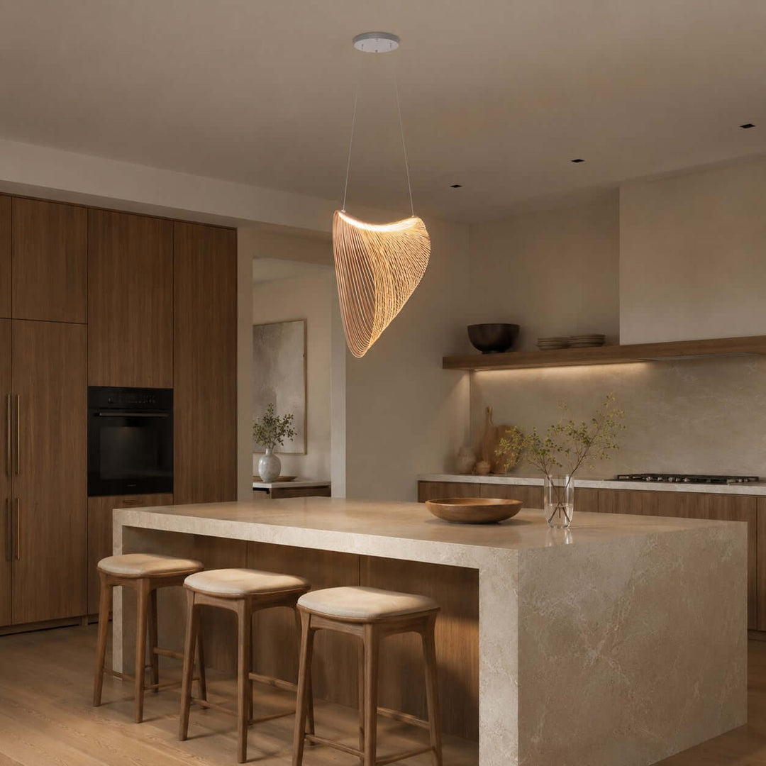 Sculptural Wood Pendant Light for Dining and Living Rooms | Vinlighting