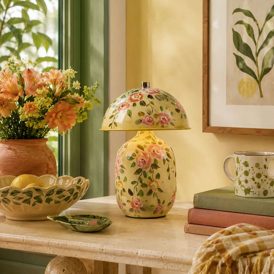 Senari Table Lamp | Vintage Floral Ceramic Lamp for Bedroom