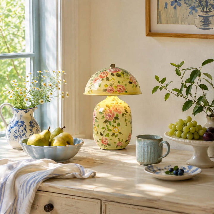 Senari Table Lamp | Vintage Floral Ceramic Lamp for Bedroom