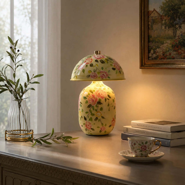 Senari Table Lamp | Vintage Floral Ceramic Lamp for Bedroom