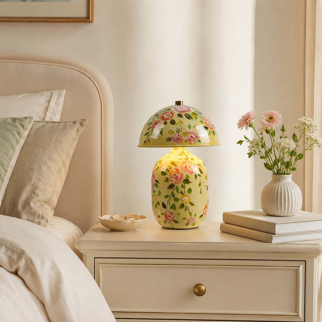 Senari Table Lamp | Vintage Floral Ceramic Lamp for Bedroom