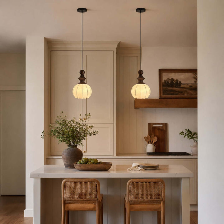 Senna Pendant Light - Japanese Bedside Silk Lantern Shade Light | Vinlighting