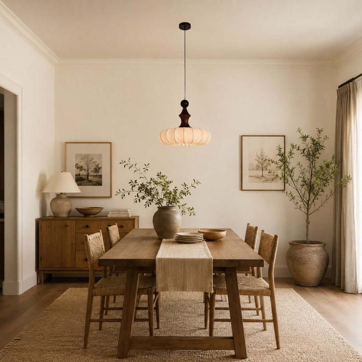 Senna Pendant Light - Japanese Bedside Silk Lantern Shade Light | Vinlighting