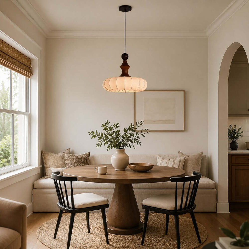 Senna Pendant Light - Japanese Bedside Silk Lantern Shade Light | Vinlighting