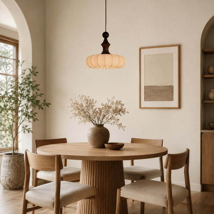 Senna Pendant Light - Japanese Bedside Silk Lantern Shade Light | Vinlighting