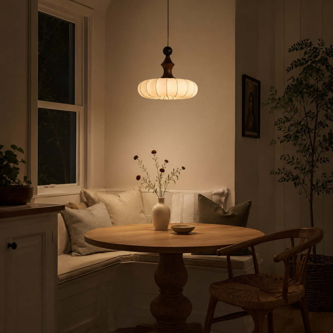 Senna Pendant Light - Japanese Bedside Silk Lantern Shade Light | Vinlighting