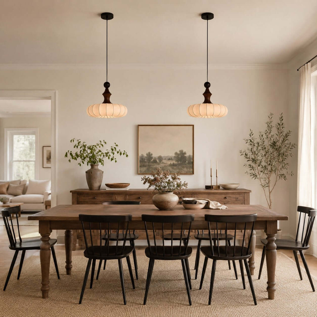 Senna Pendant Light - Japanese Bedside Silk Lantern Shade Light | Vinlighting