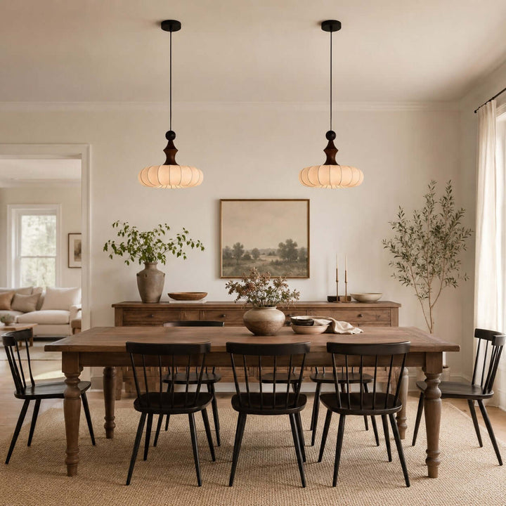 Senna Pendant Light - Japanese Bedside Silk Lantern Shade Light | Vinlighting